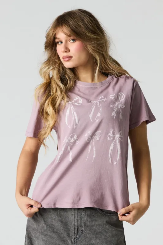 Bow Graphic Washed Boyfriend T-Shirt sold by Urban Planet