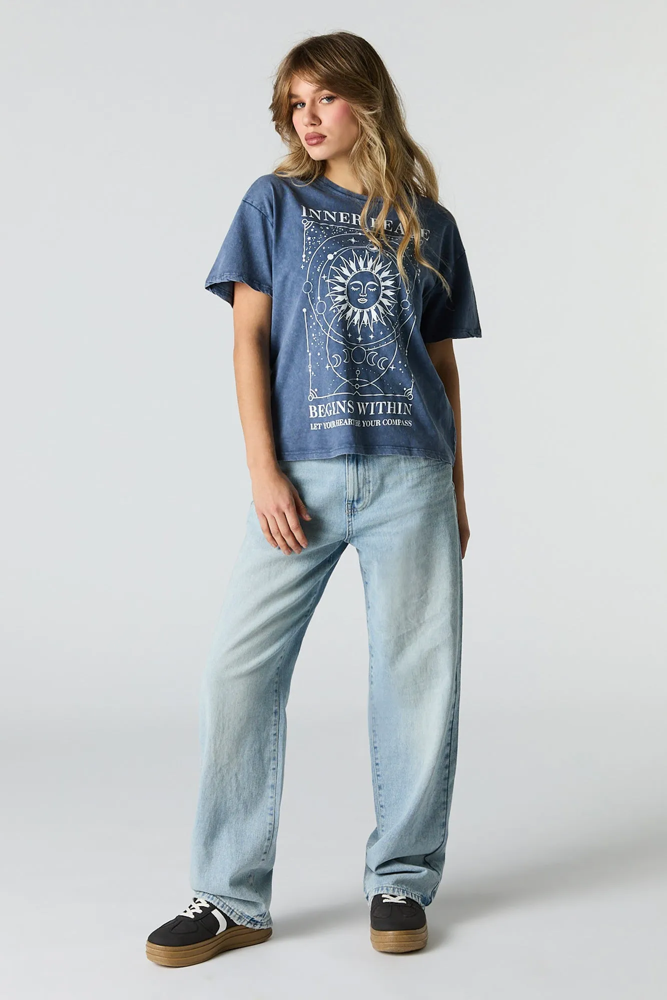 Inner Peace Graphic Washed Boyfriend T-Shirt sold by Urban Planet product image thumbnail 3