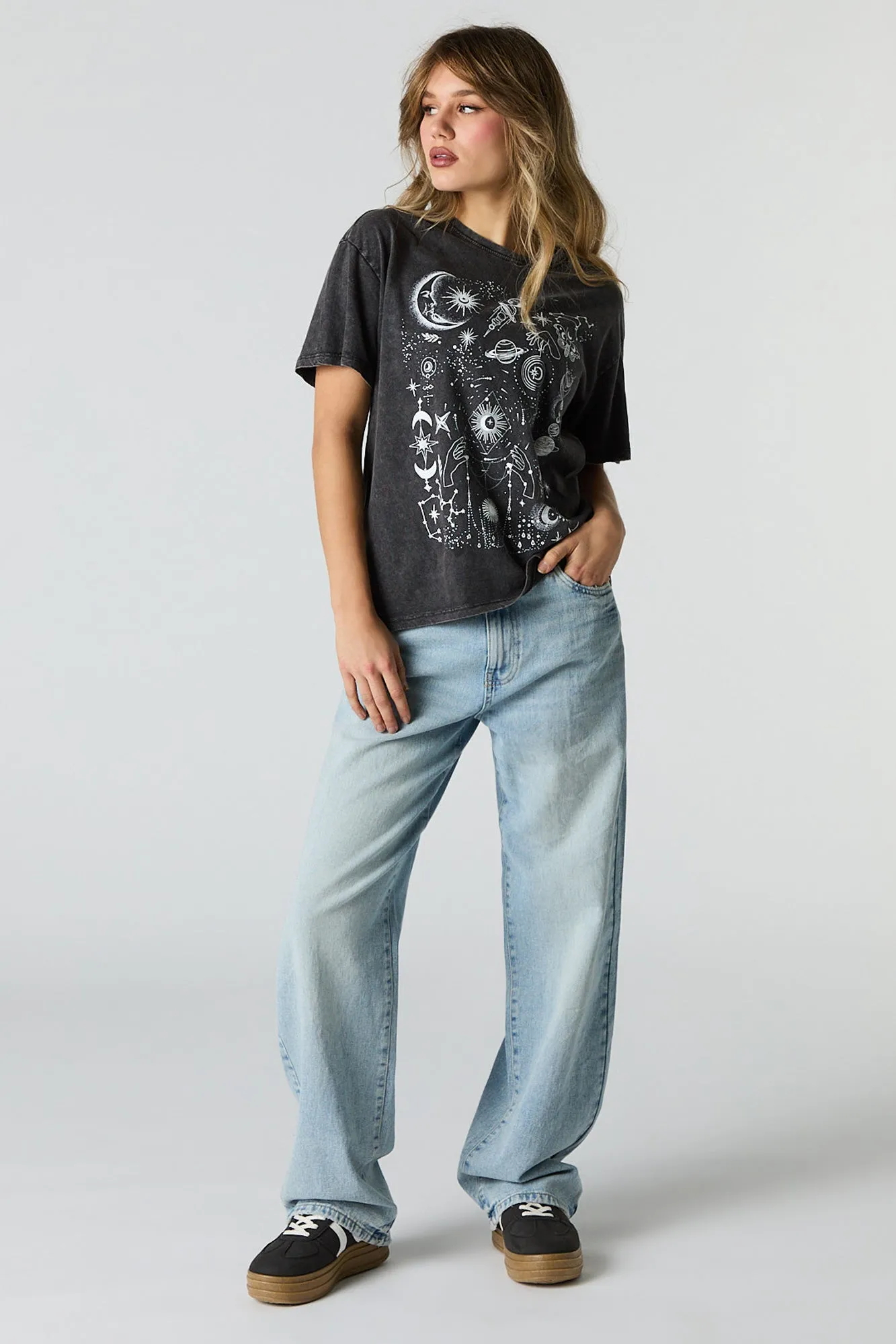 Astro Print Graphic Washed Boyfriend T-Shirt sold by Urban Planet product image thumbnail 3