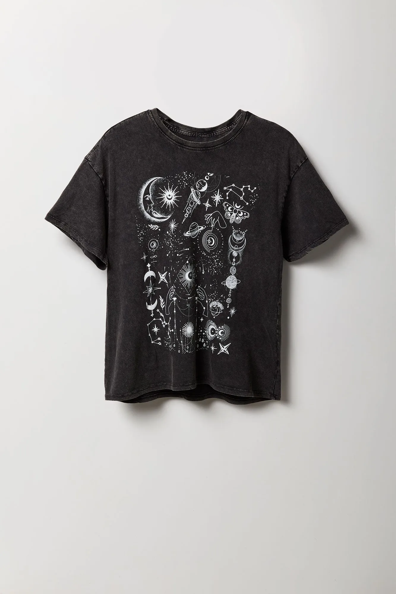 Astro Print Graphic Washed Boyfriend T-Shirt sold by Urban Planet product image thumbnail 4