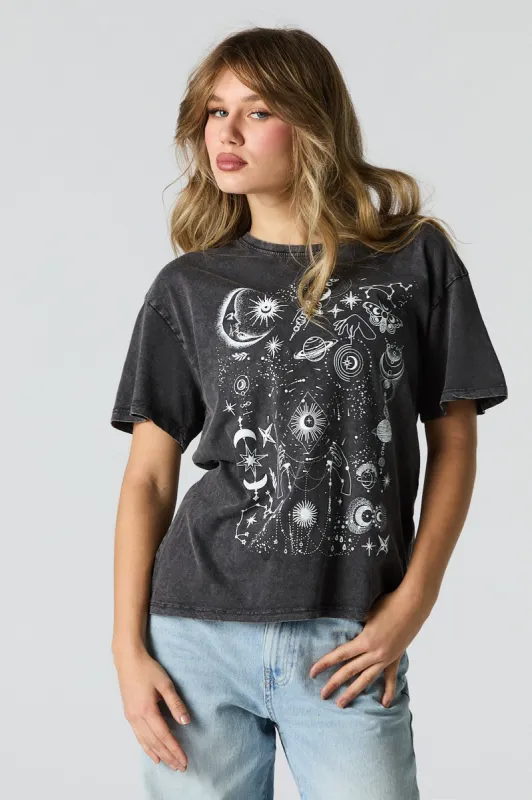 T-shirt de coupe garçonne délavé à imprimé Astro sold by Urban Planet
