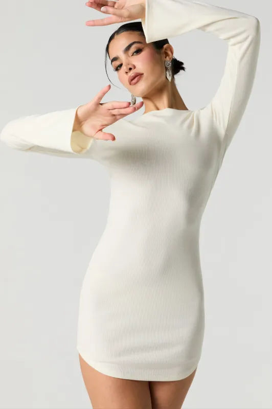 Ribbed Curved Hem Long Sleeve Mini Dress made by Urban Planet