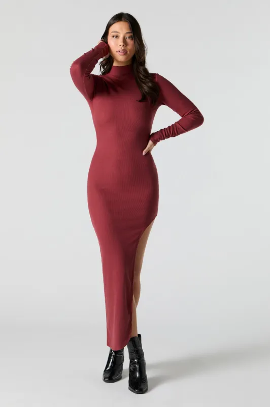 Ribbed Turtleneck Bodycon Slit Midi Dress sold by Urban Planet