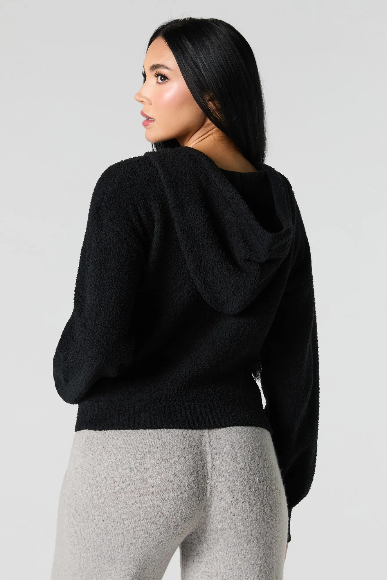 Haut à capuchon en tricot pelucheux avec fermeture à glissière sold by Urban Planet product image thumbnail 2