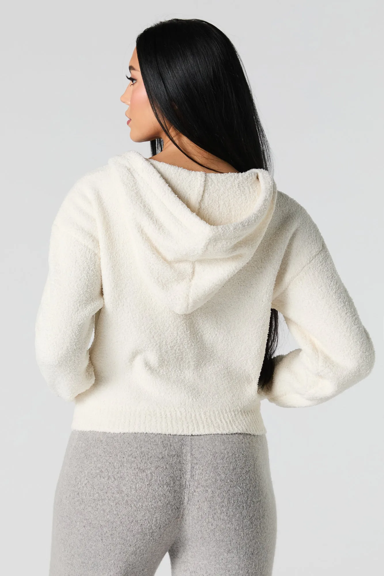 Haut à capuchon en tricot pelucheux avec fermeture à glissière sold by Urban Planet product image thumbnail 5