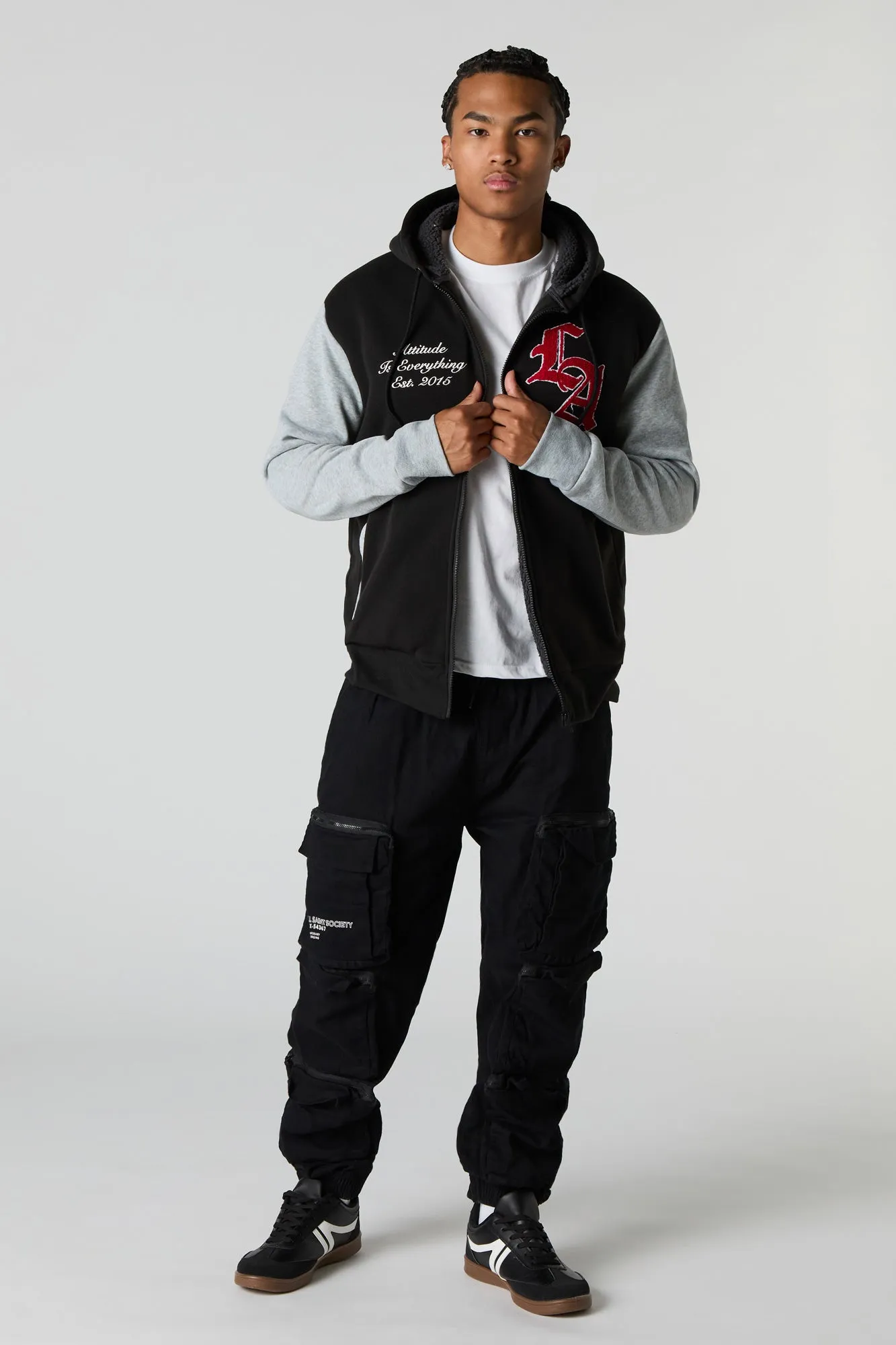 Sherpa Lined Fleece Varsity Hoodie sold by Urban Planet product image thumbnail 3