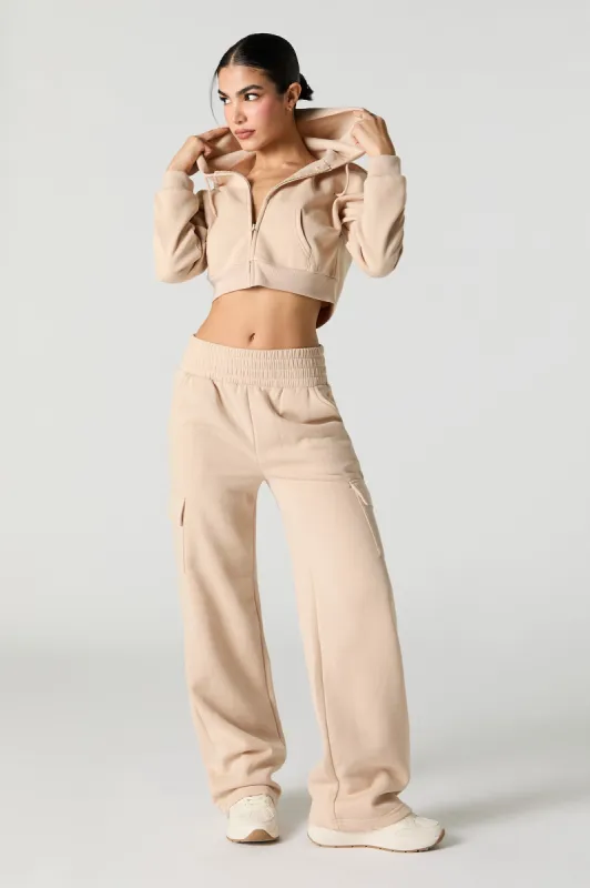 Fleece Wide Leg Cargo Sweatpant sold by Urban Planet