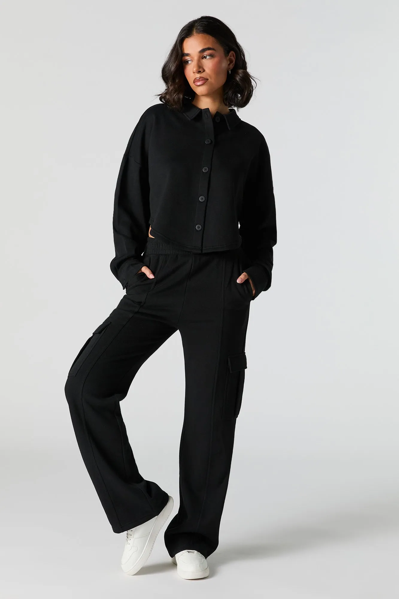 Fleece Wide Leg Cargo Sweatpant sold by Urban Planet product image thumbnail 5