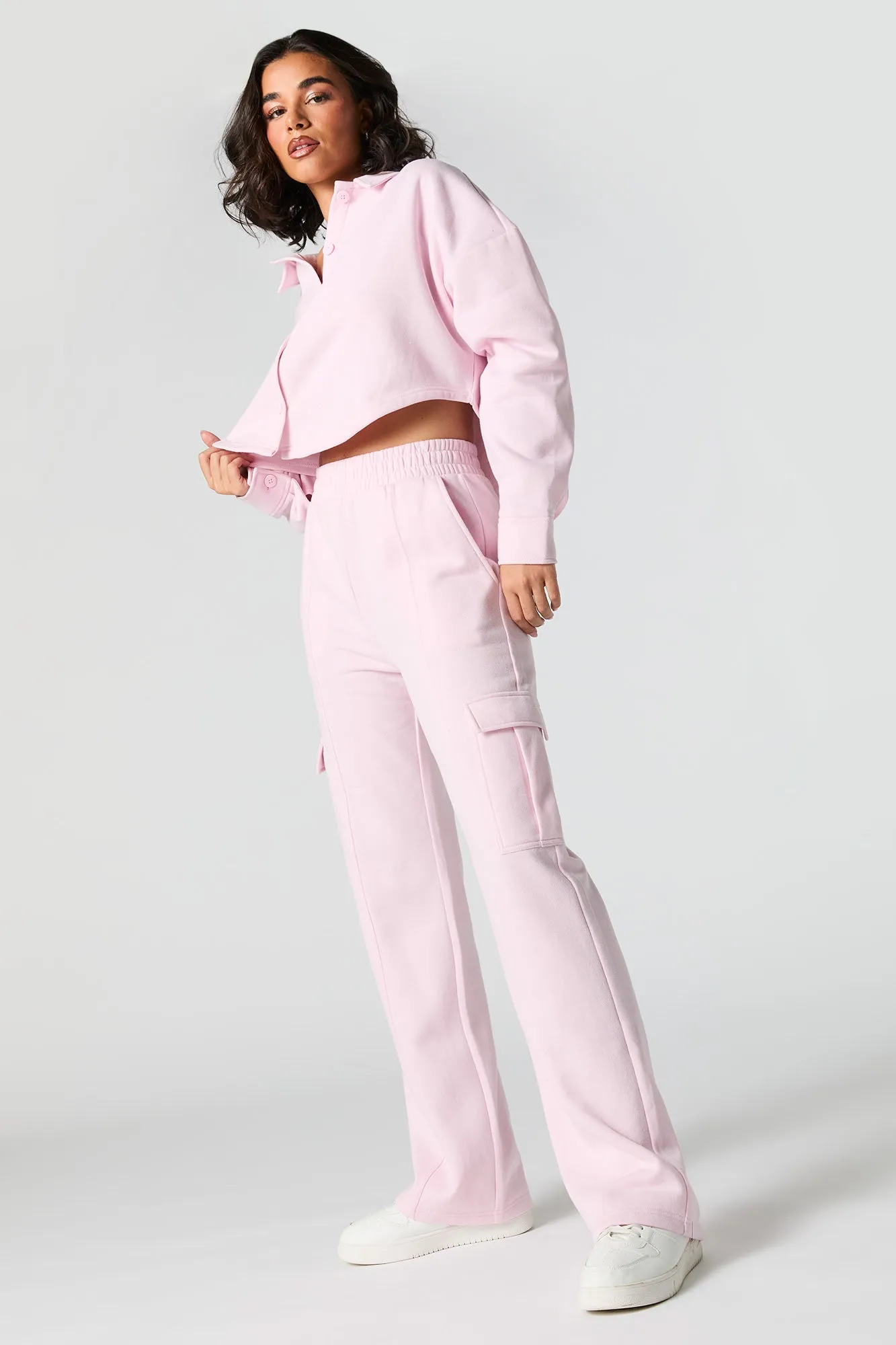 Fleece Wide Leg Cargo Sweatpant sold by Urban Planet