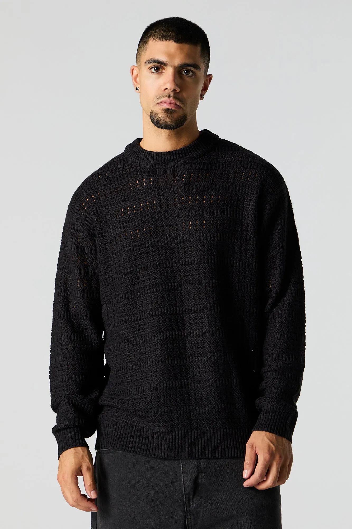 Open Knit Crewneck Sweater sold by Urban Planet product image thumbnail 4