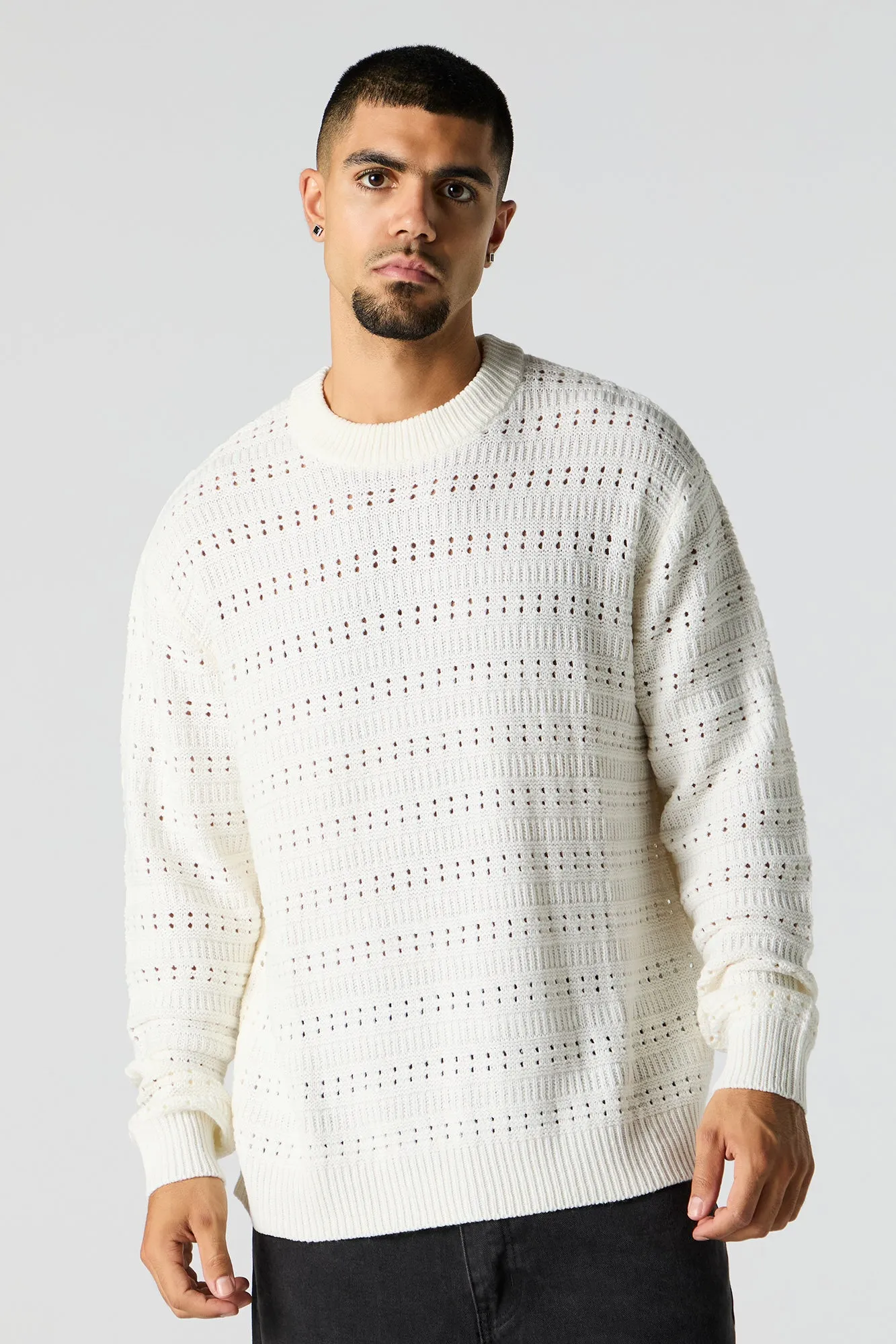 Open Knit Crewneck Sweater sold by Urban Planet