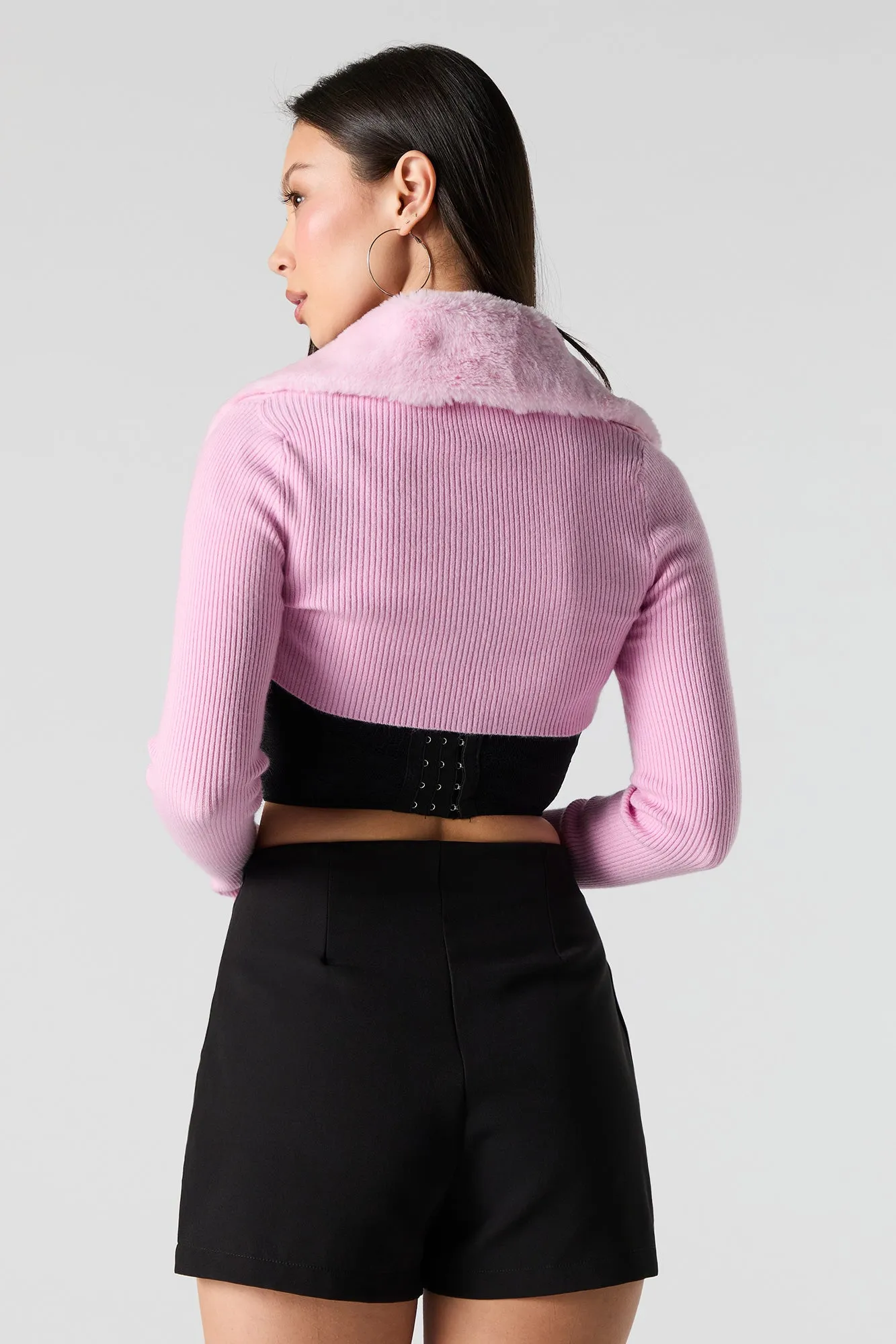 Boléro en tricot côtelé avec col en similifourrure sold by Urban Planet product image thumbnail 5