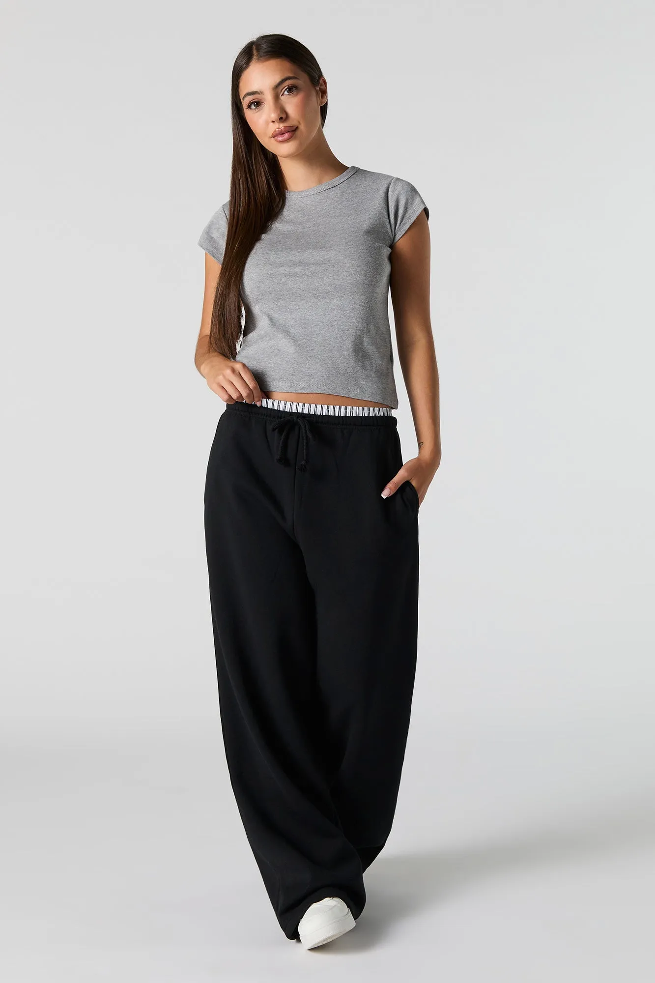 Fleece Boxer Waist Wide Leg Sweatpant sold by Urban Planet product image thumbnail 5