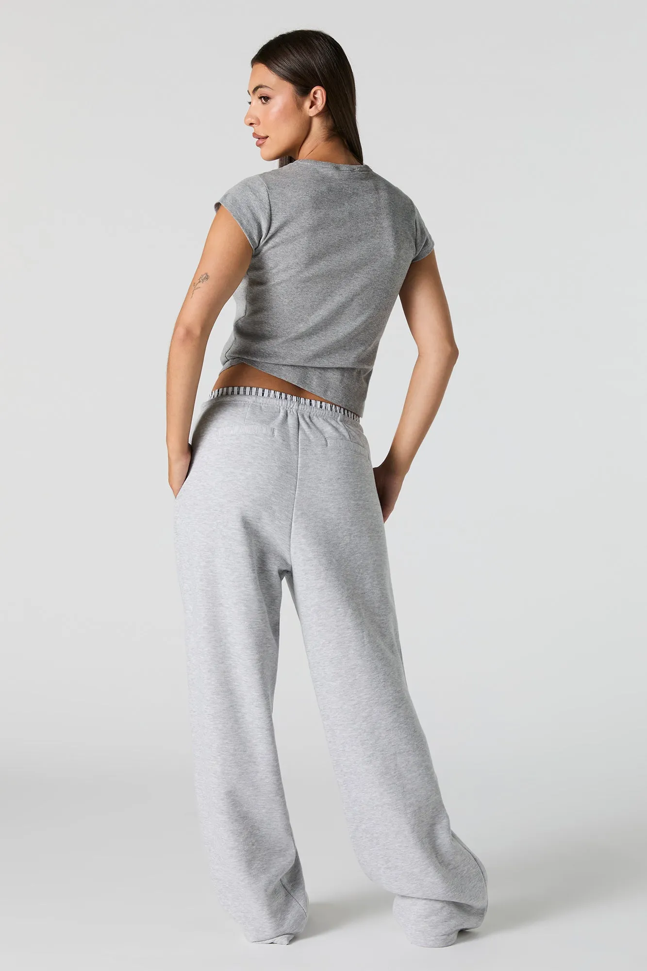 Pantalon en molleton à jambes larges et bande de taille boxer sold by Urban Planet product image thumbnail 3