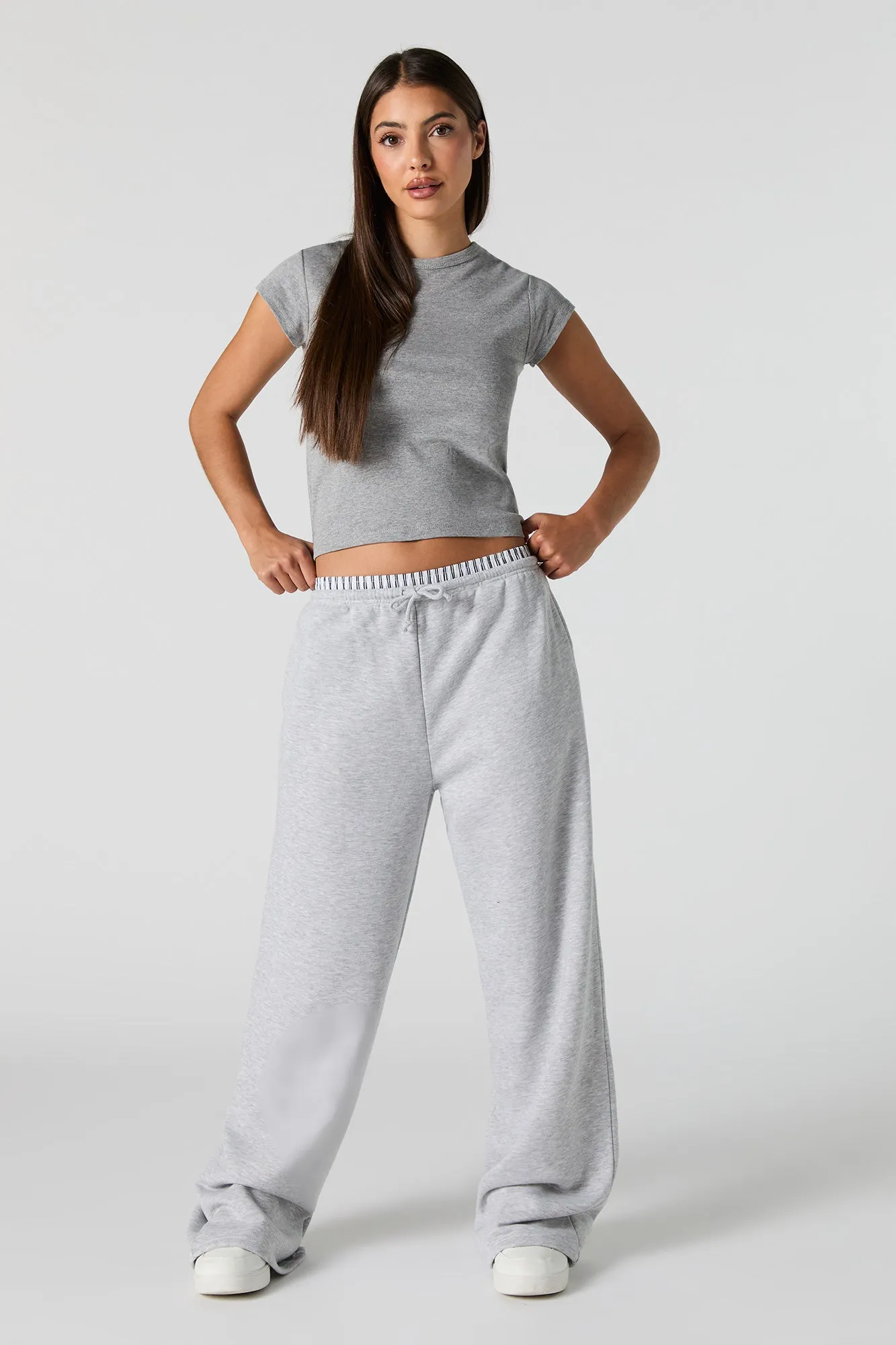 Pantalon en molleton à jambes larges et bande de taille boxer sold by Urban Planet product image thumbnail 4