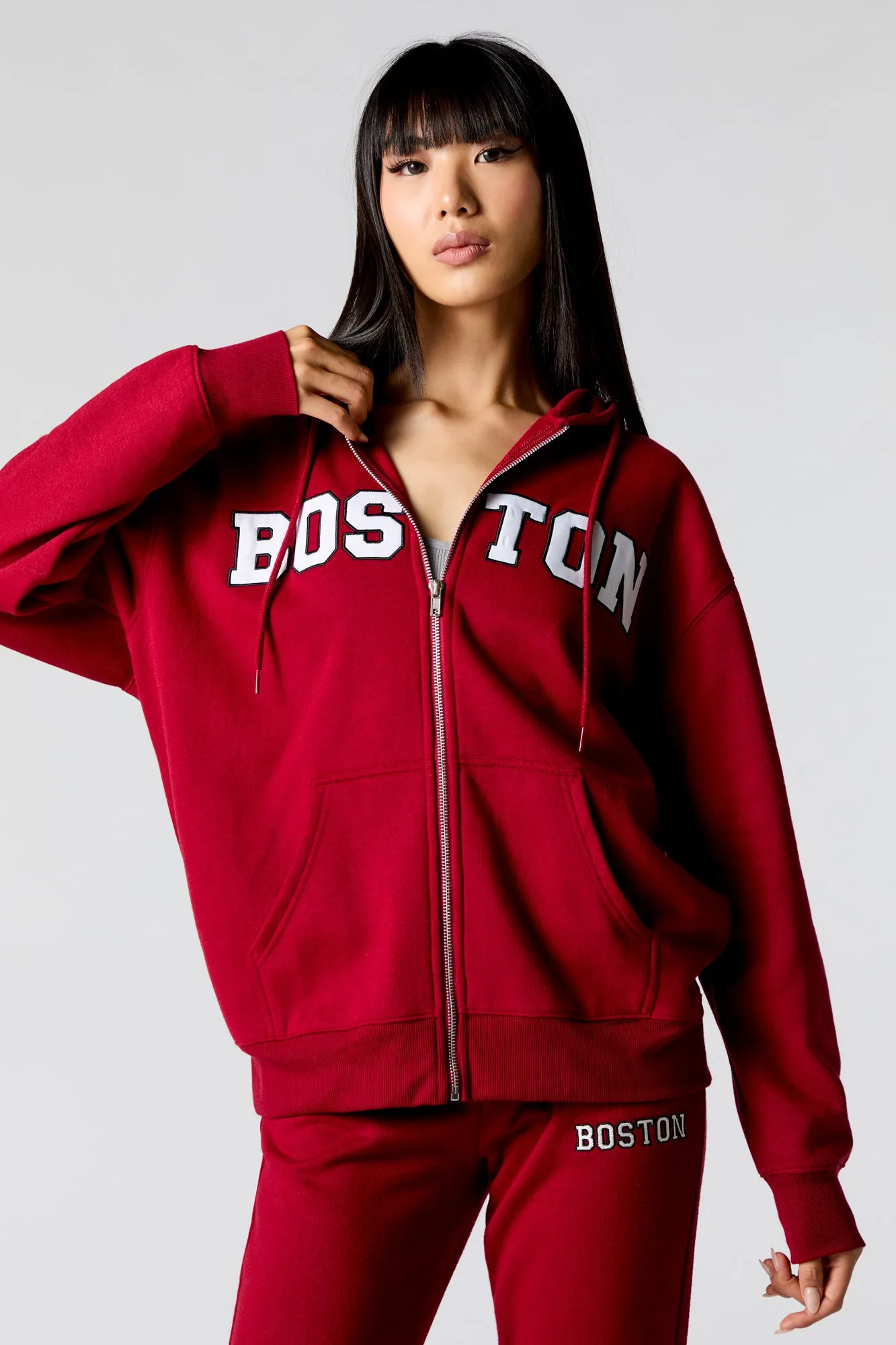 City Embroidered Zip-Up Fleece Hoodie sold by Urban Planet product image thumbnail 4
