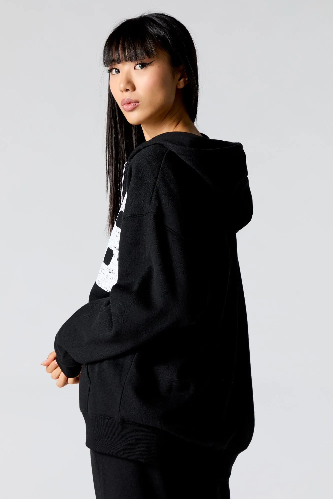 Number Graphic Zip-Up Fleece Hoodie sold by Urban Planet product image thumbnail 2