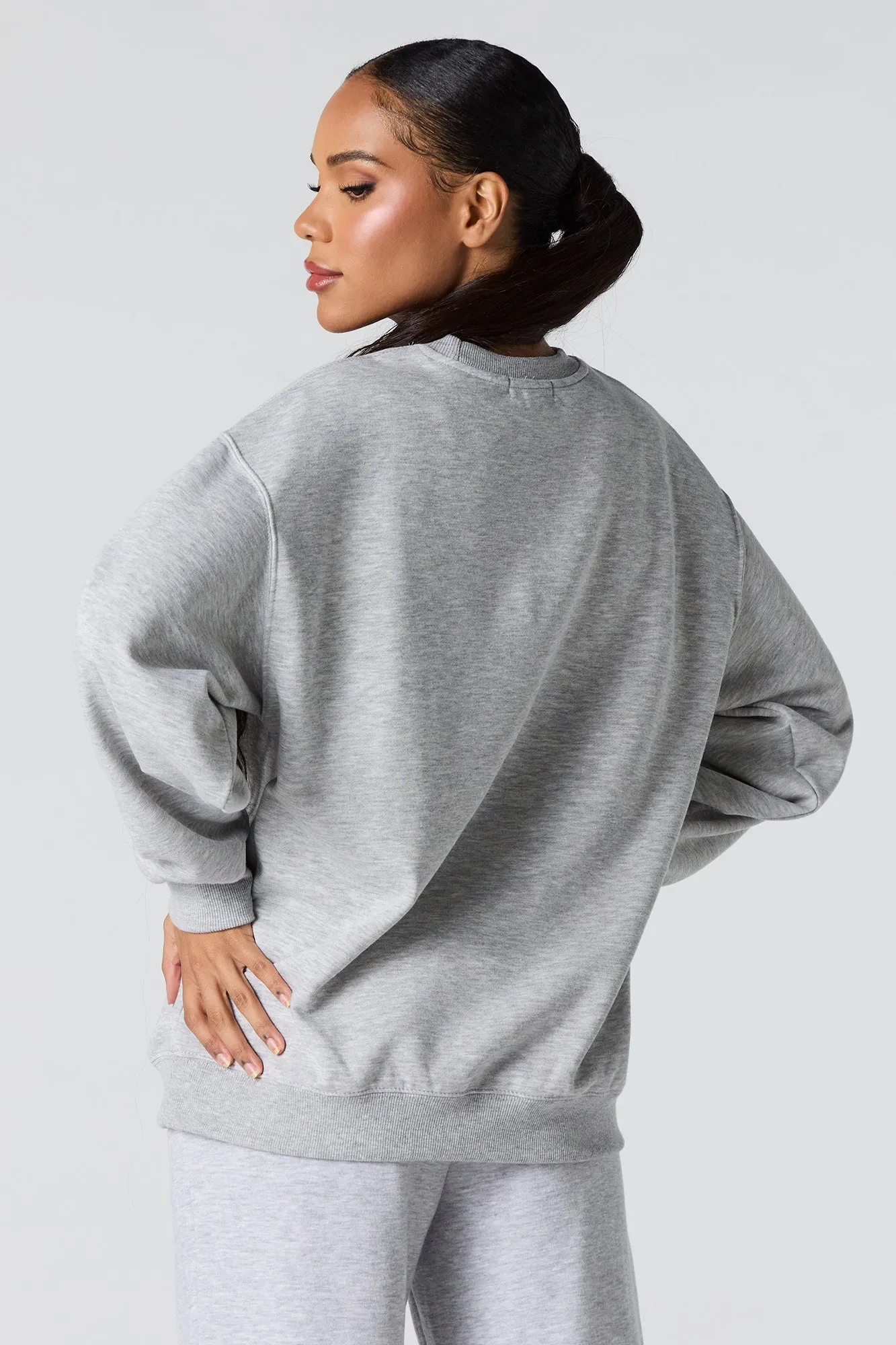 Oversized Solid Fleece Sweatshirt sold by Urban Planet product image thumbnail 5