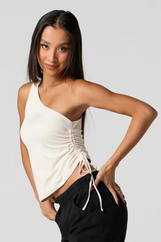 Contour One Shoulder Drawstring Side Tank sold by Urban Planet