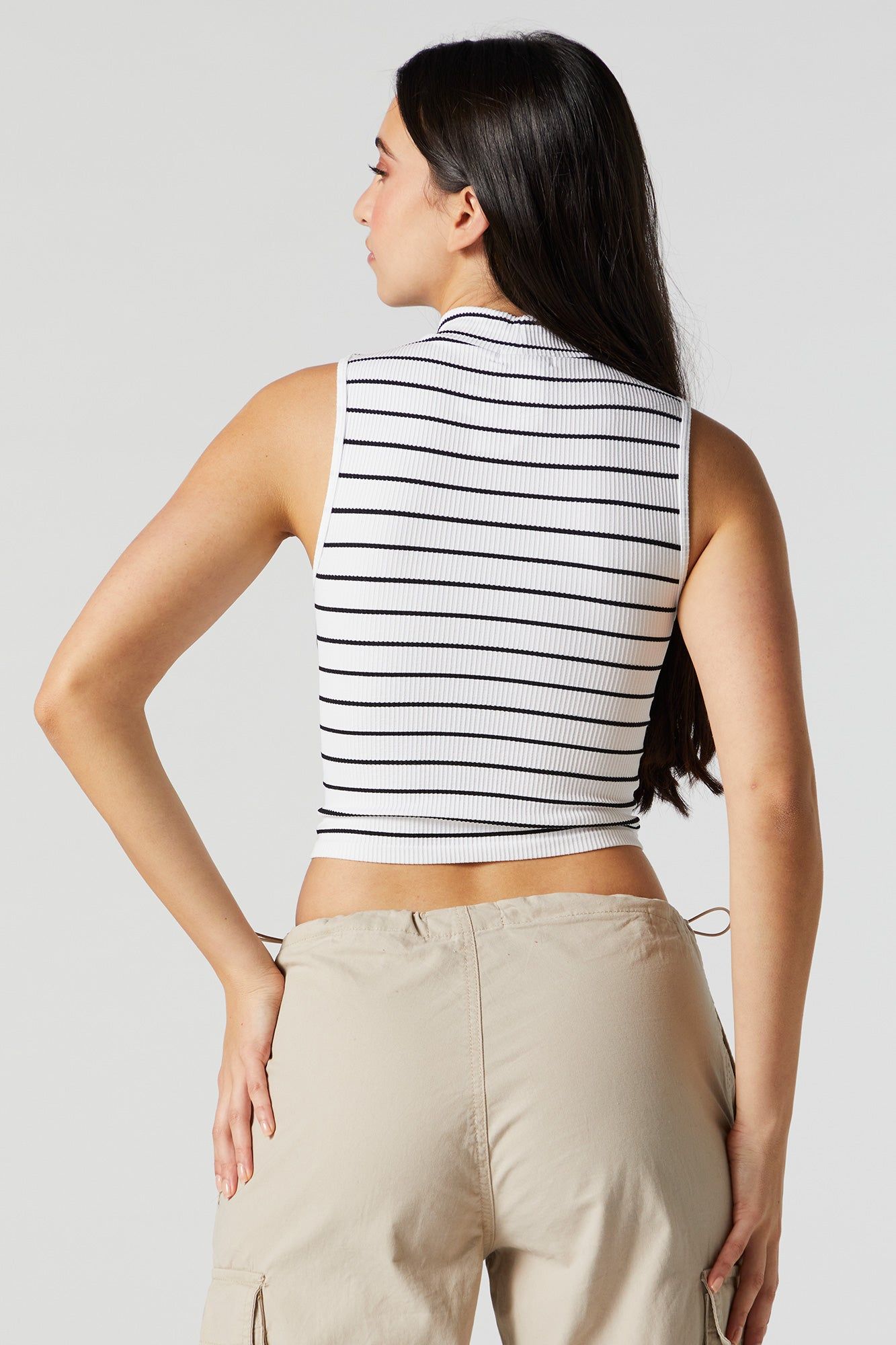 Striped Ribbed Mock Neck Tank sold by Urban Planet product image thumbnail 2