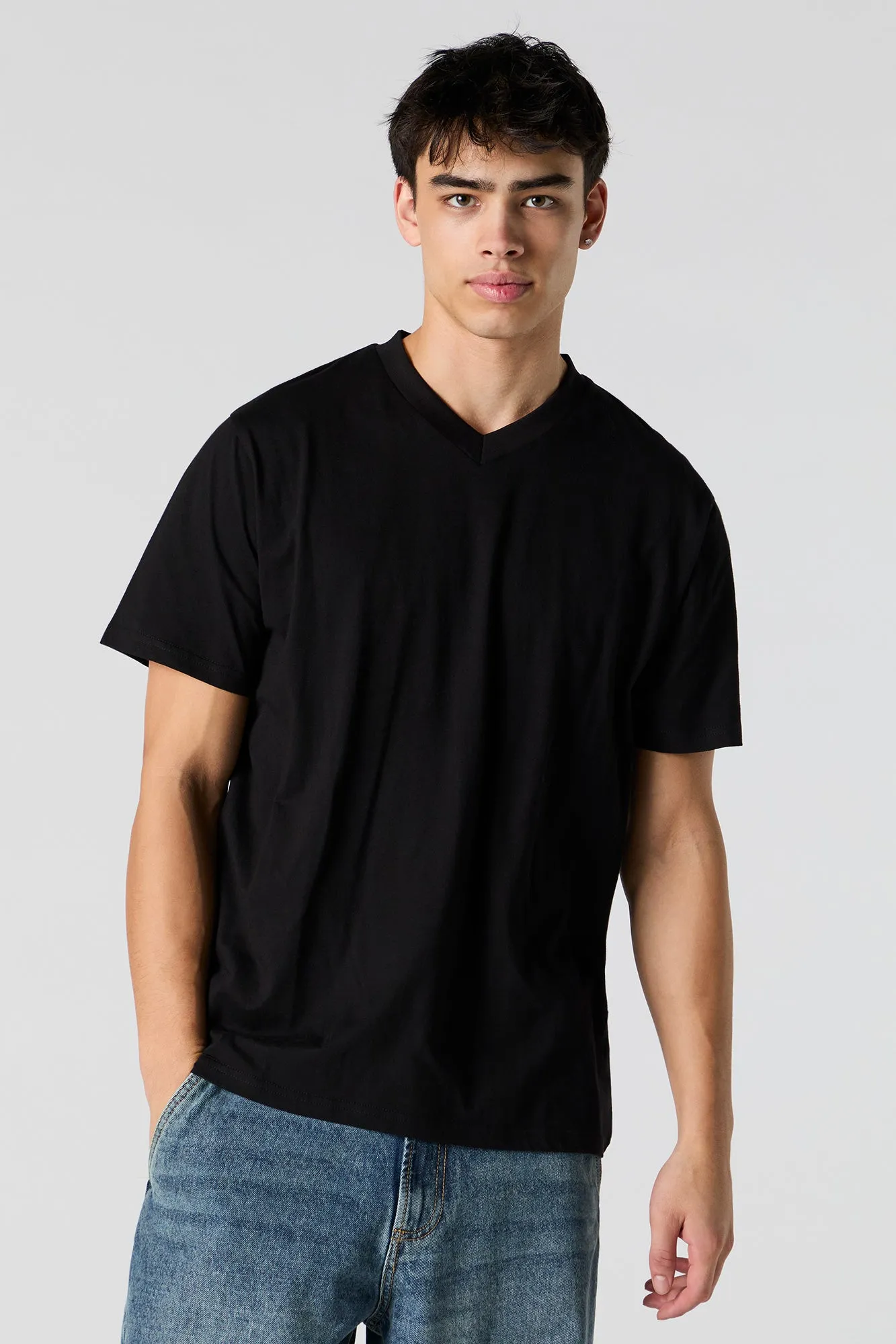 Solid V-Neck T-Shirt sold by Urban Planet product image thumbnail 4
