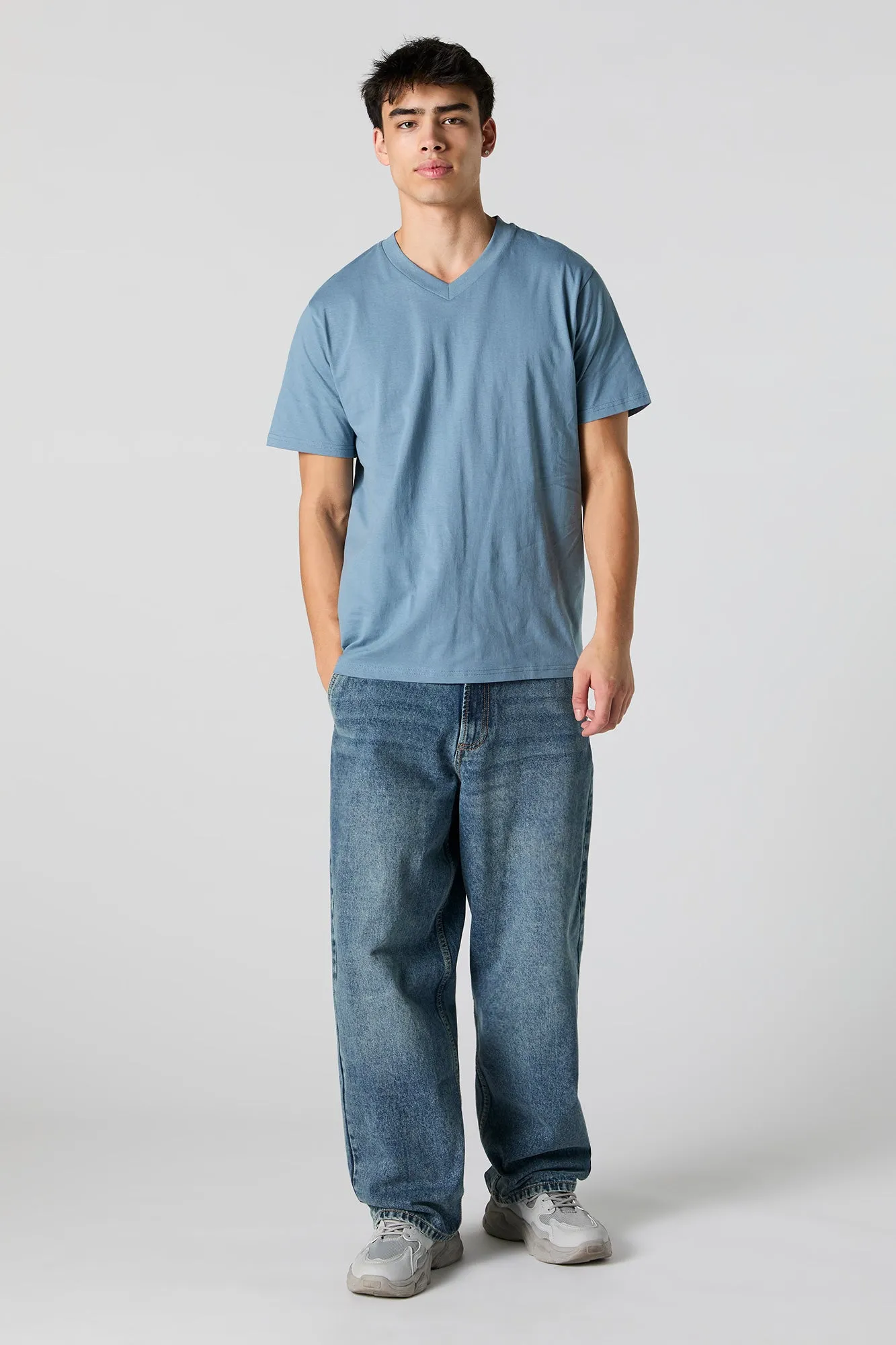 Solid V-Neck T-Shirt sold by Urban Planet product image thumbnail 3