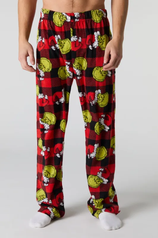 Grinch Christmas Printed Fleece Pajama Bottoms sold by Urban Planet