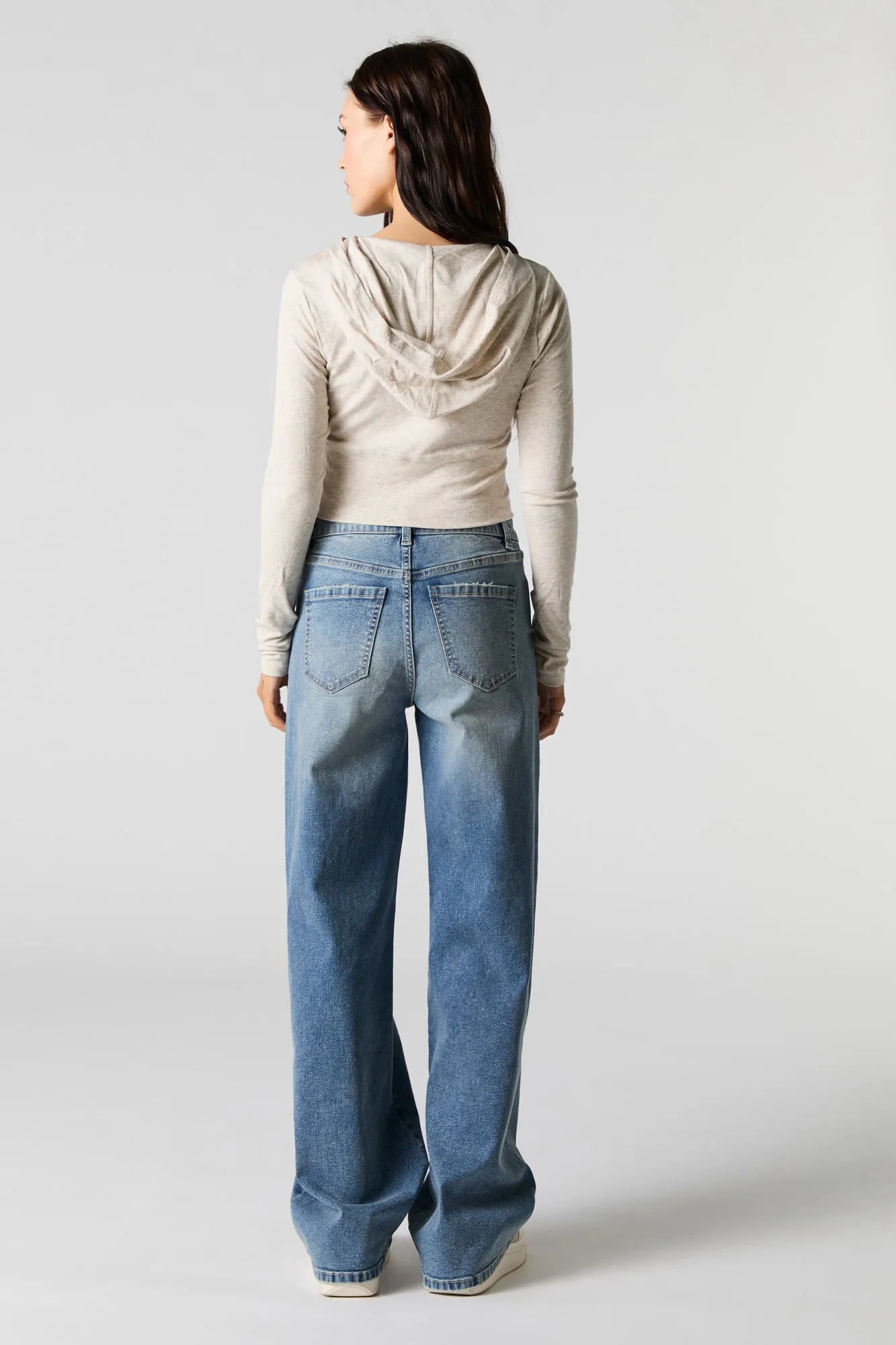 Jean extensible à jambe large délavé vintage moyen sold by Urban Planet product image thumbnail 3