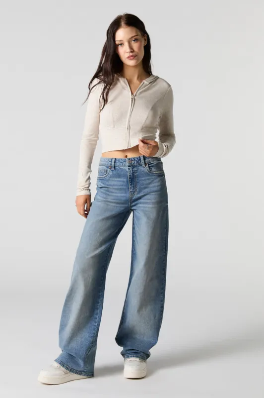 Jean extensible à jambe large délavé vintage moyen sold by Urban Planet