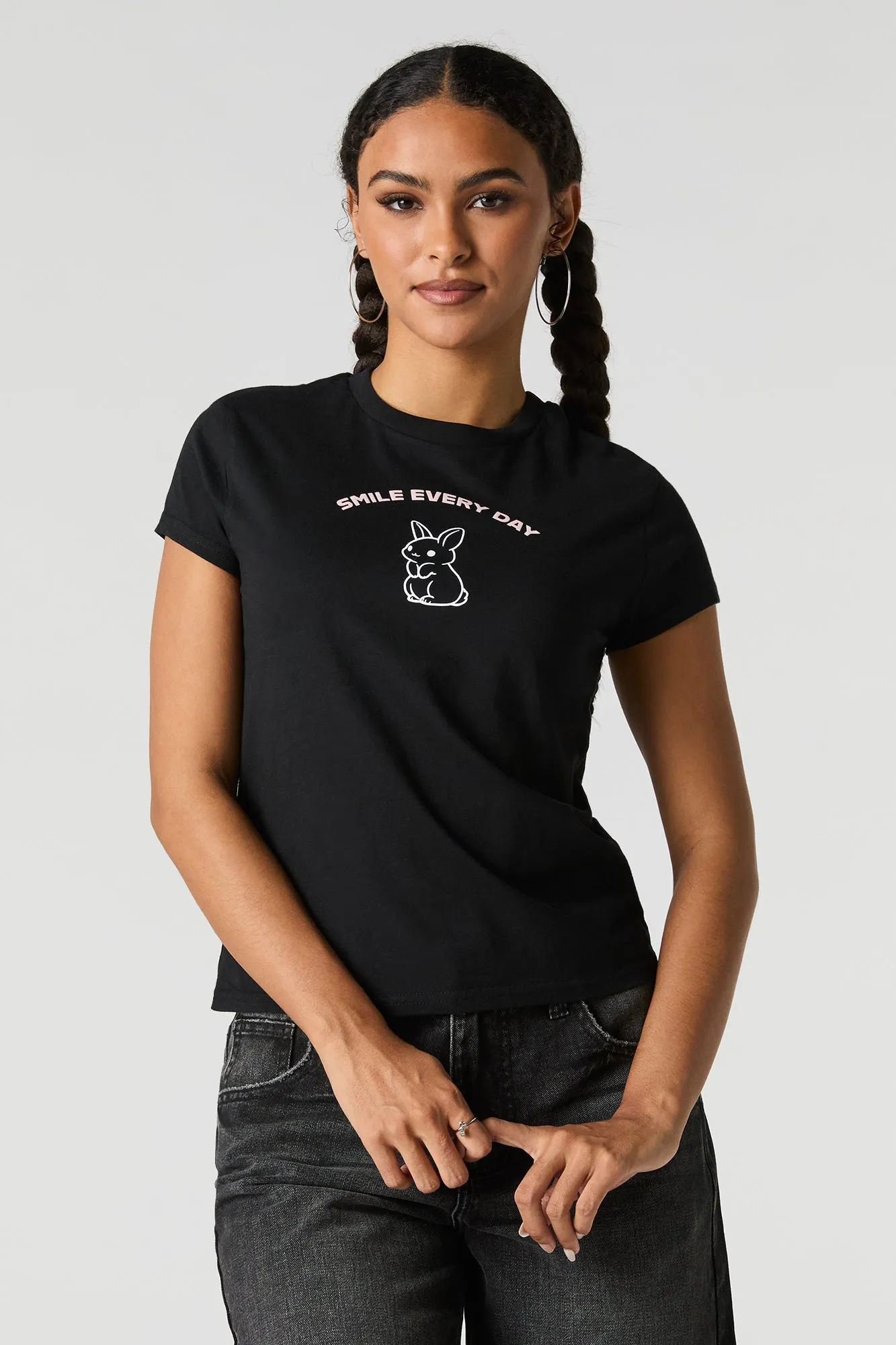 Smile Everyday Bunny Graphic T-Shirt sold by Urban Planet
