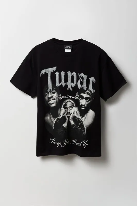 T-shirt de coupe garçonne à imprimé Tupac Keep Ya Head Up sold by Urban Planet