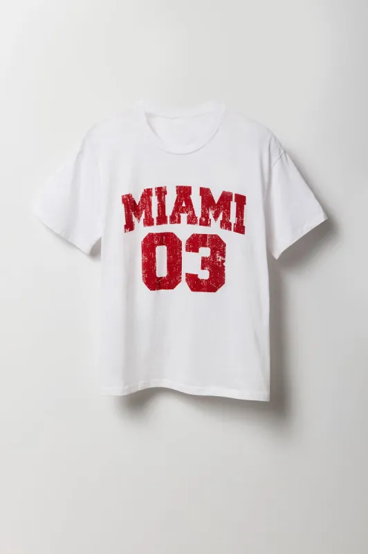 T-shirt de coupe garçonne à imprimé Miami sold by Urban Planet