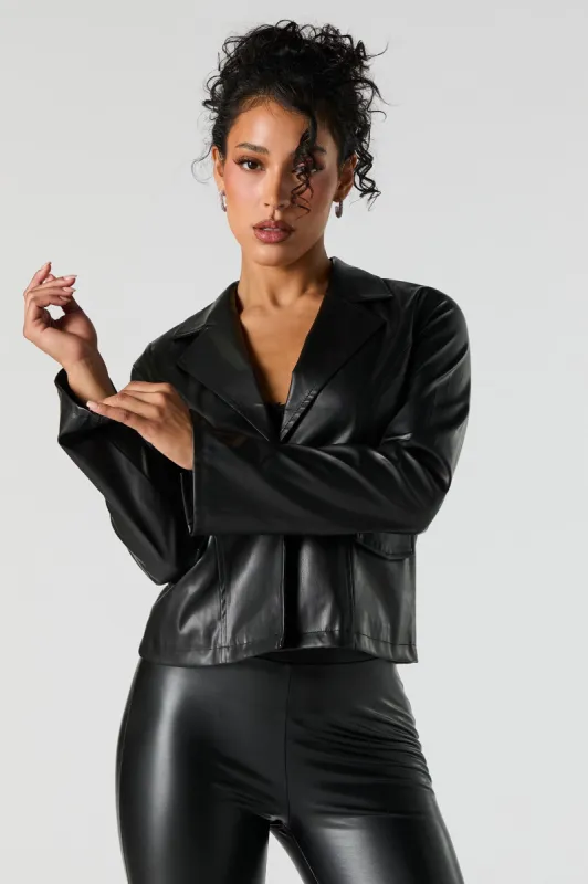 Blazer à simple boutonnage en similicuir sold by Urban Planet