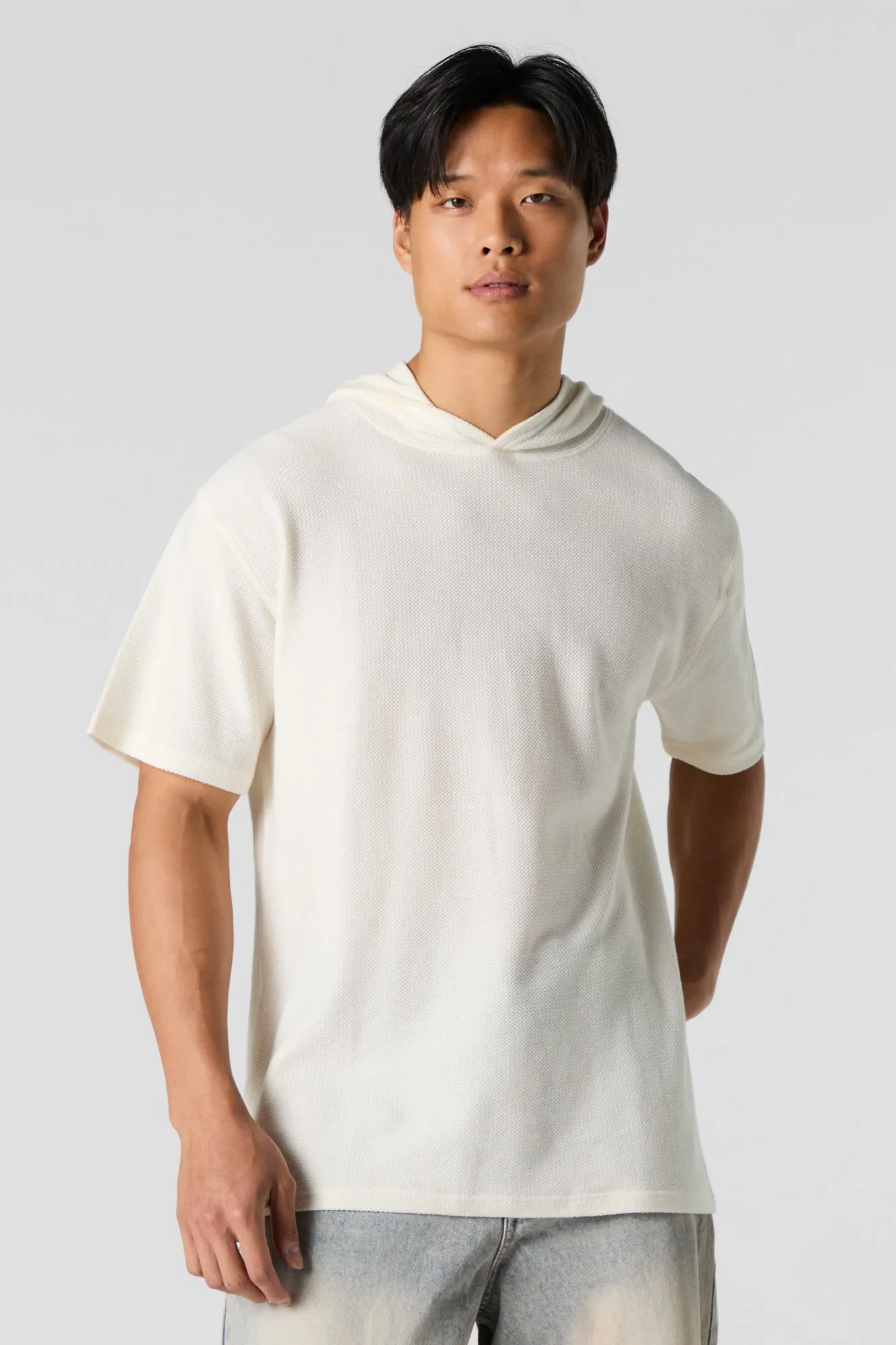 Textured Short Sleeve Hoodie sold by Urban Planet