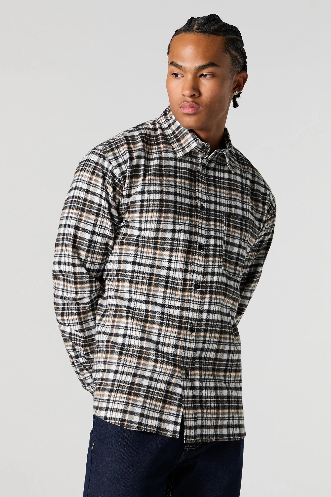 Plaid Flannel Button-Up Top sold by Urban Planet product image thumbnail 5