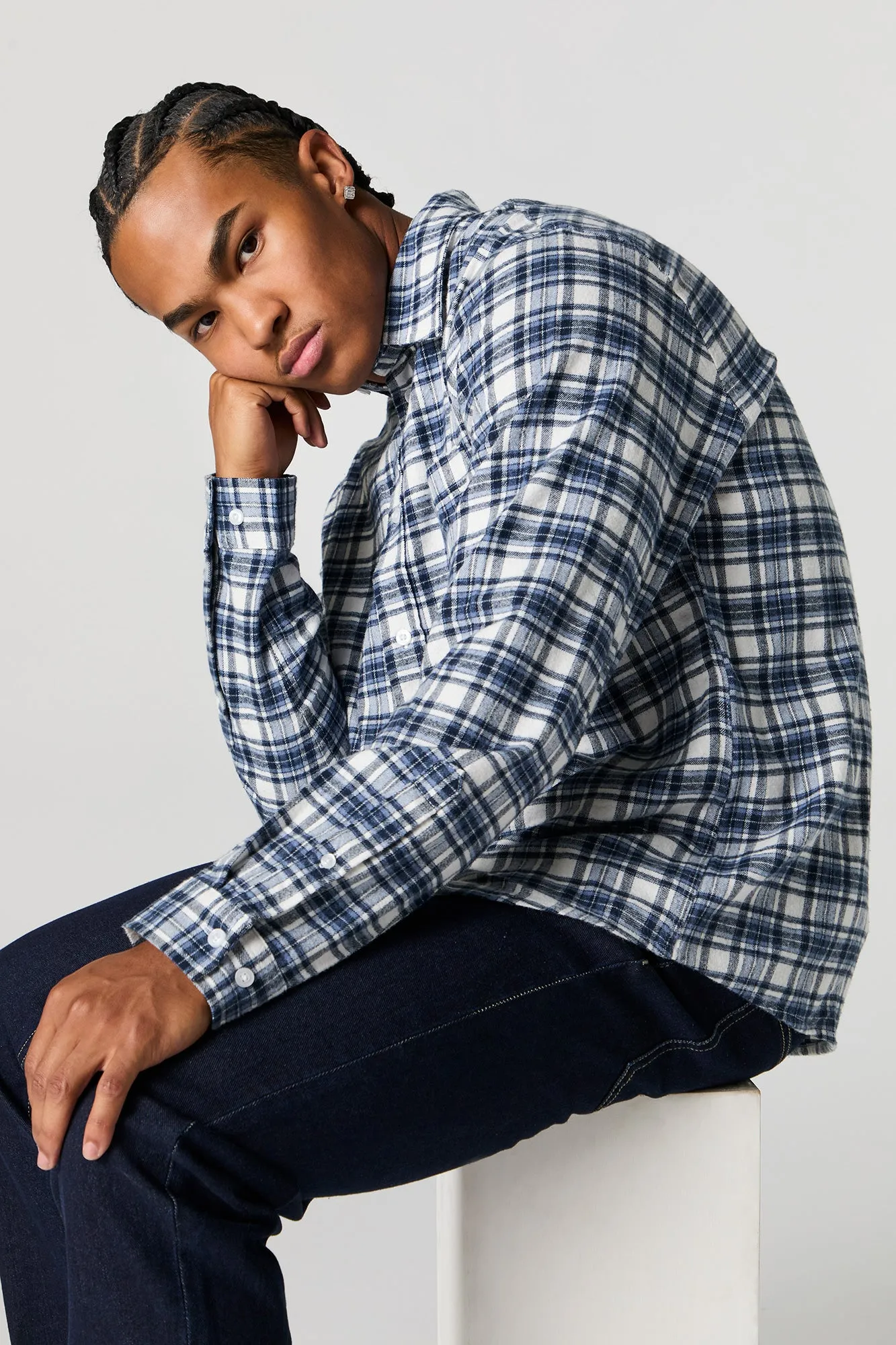 Plaid Flannel Button-Up Top sold by Urban Planet