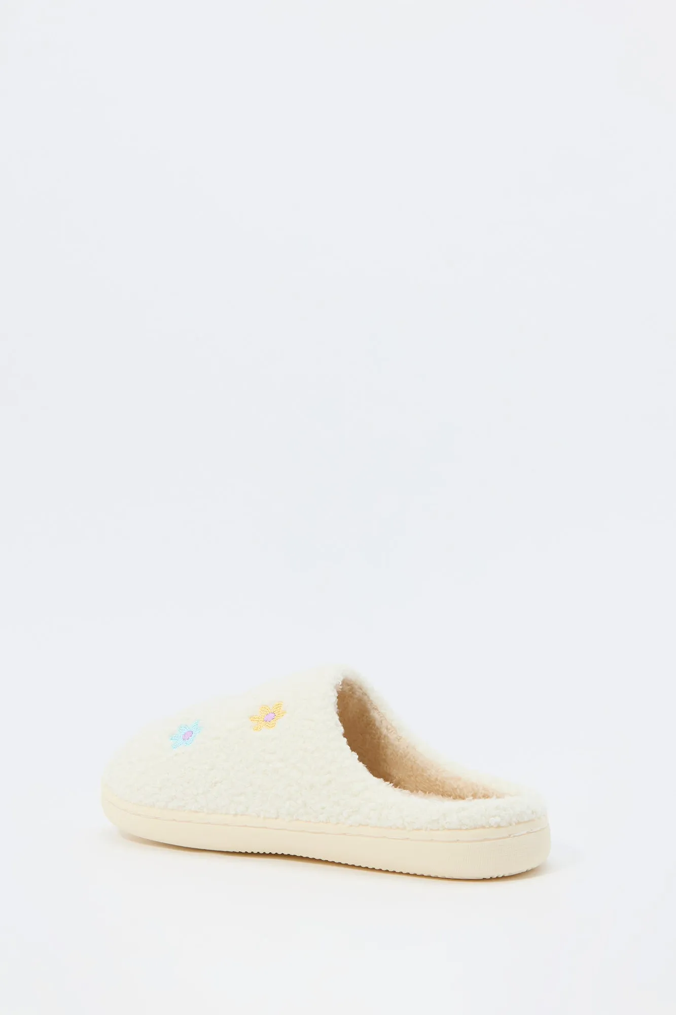 Flower Embroidered Sherpa Slipper sold by Urban Planet product image thumbnail 4