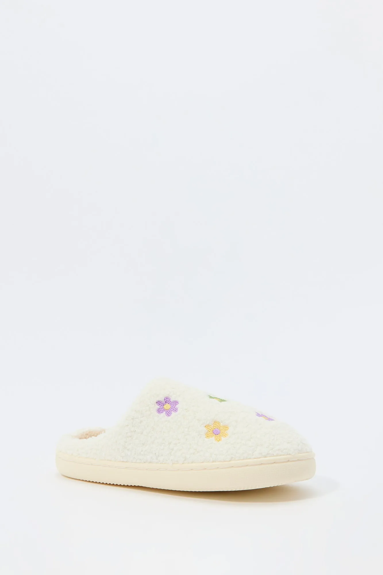Pantoufles en Sherpa avec motif brodé Fleur sold by Urban Planet product image thumbnail 3