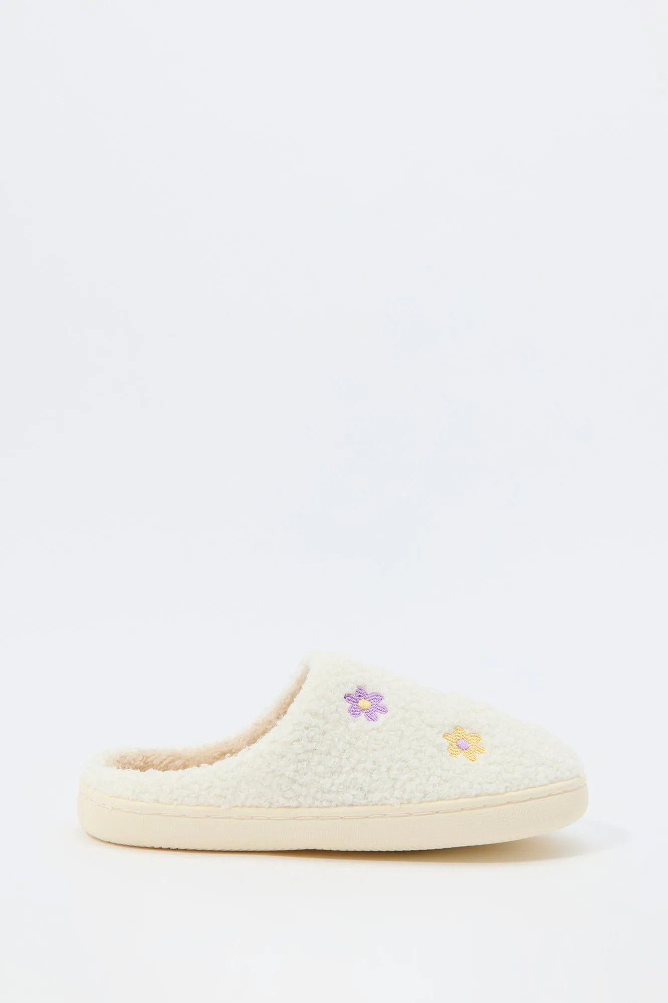 Pantoufles en Sherpa avec motif brodé Fleur sold by Urban Planet product image thumbnail 2