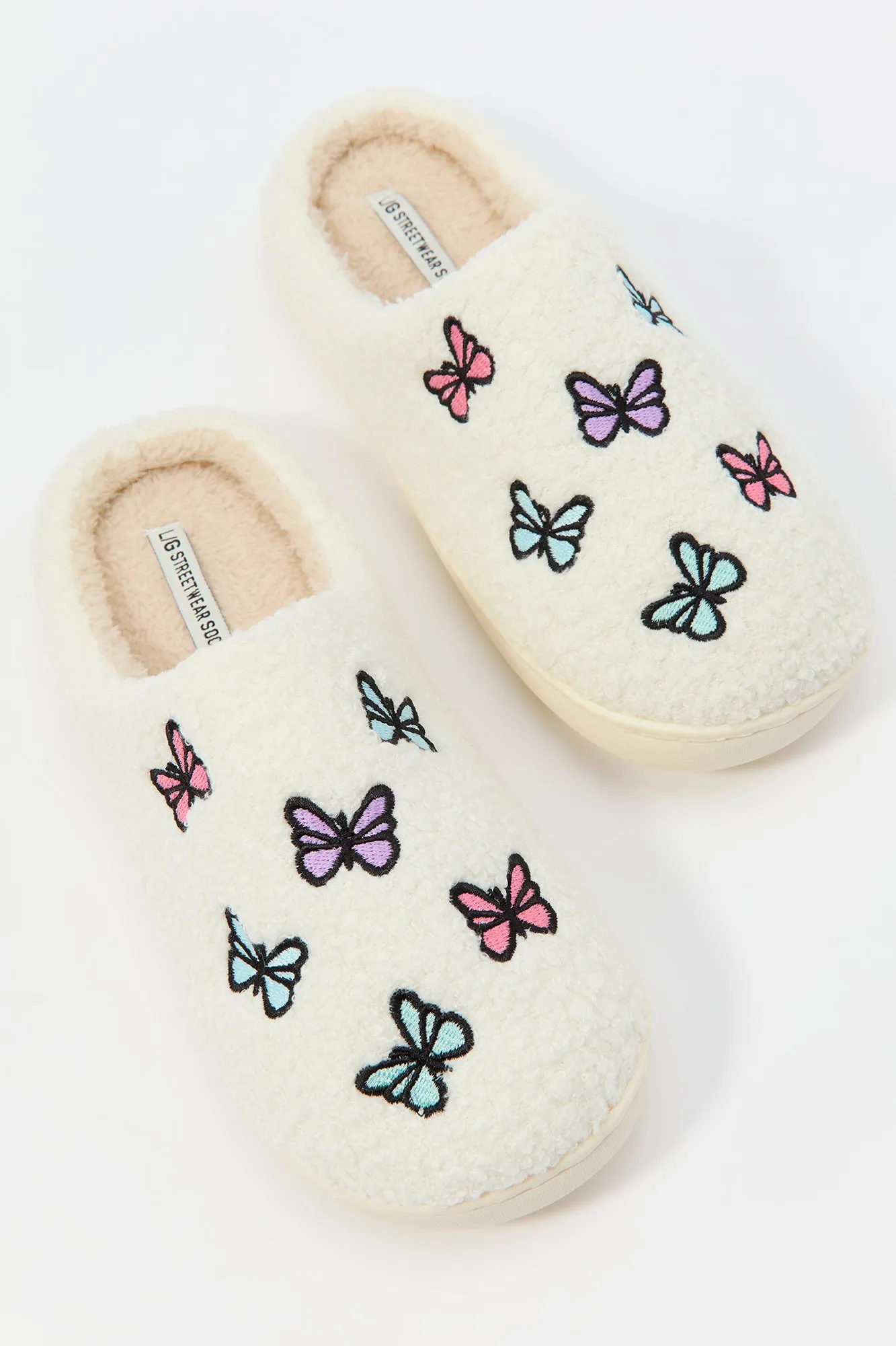 Butterfly Embroidered Sherpa Slipper sold by Urban Planet