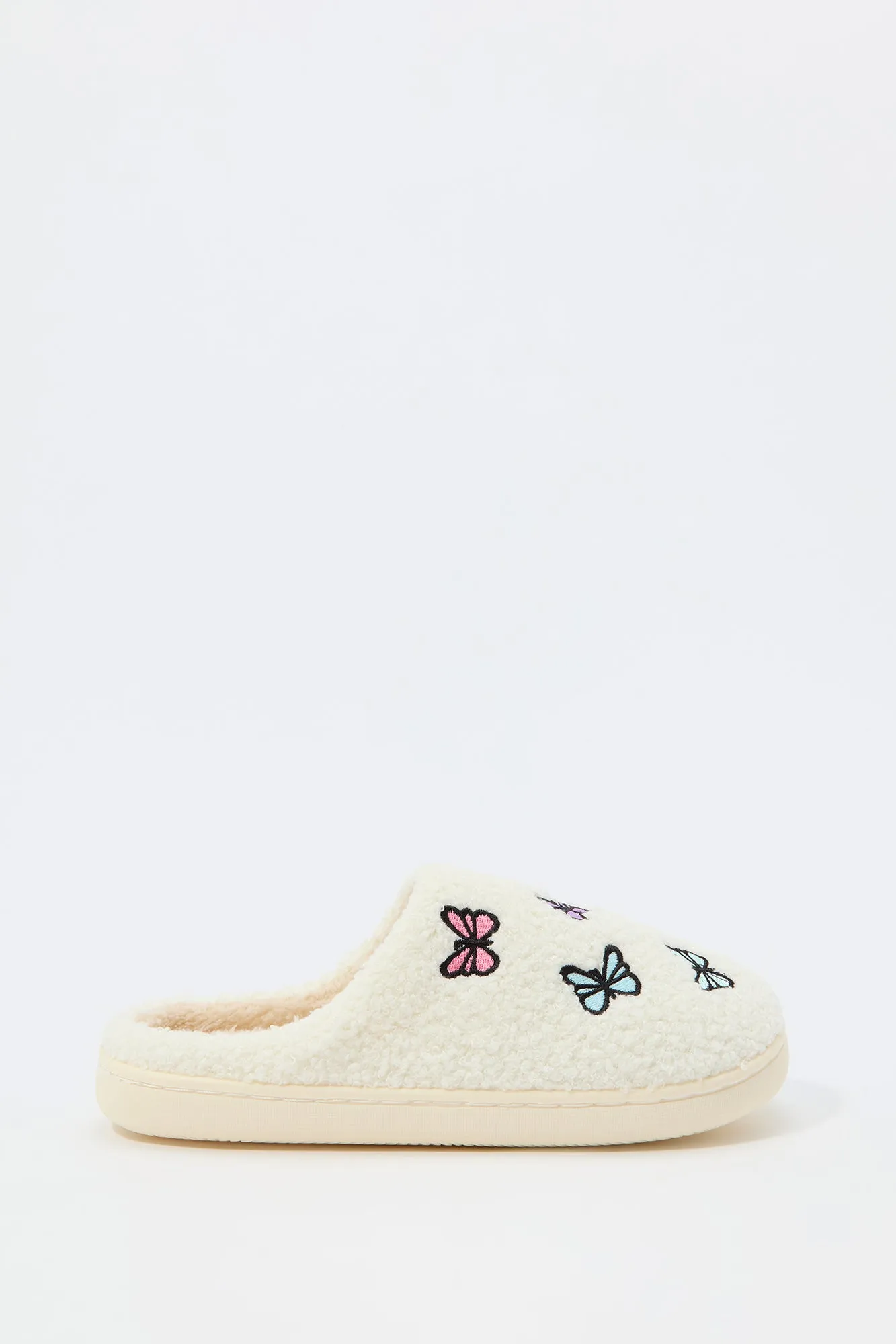 Pantoufles en Sherpa avec motif brodé Papillon sold by Urban Planet product image thumbnail 2