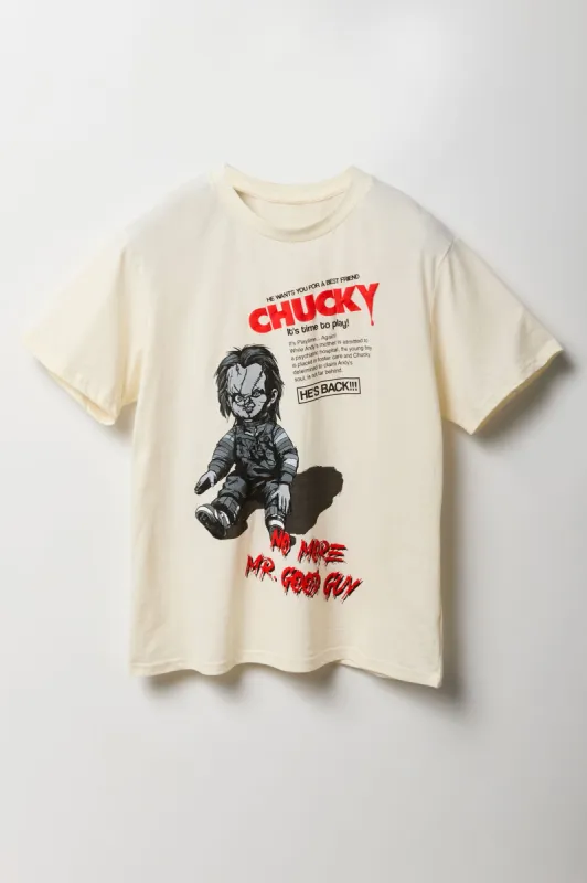 T-shirt de coupe garçonne à imprimé Chucky No More Good Guy sold by Urban Planet