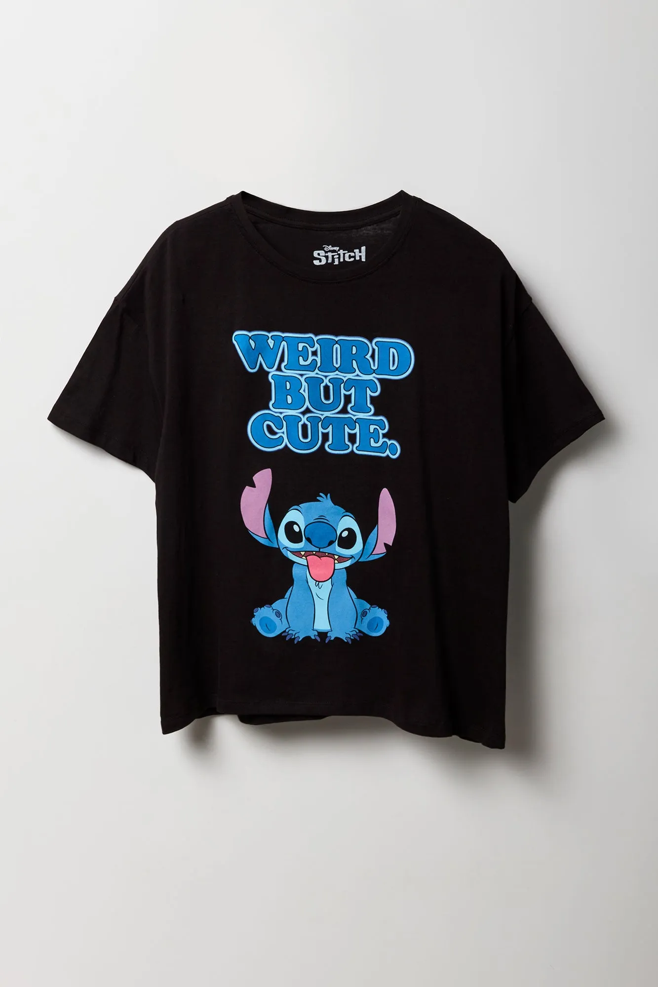 Stitch Weird But Cute Graphic Boyfriend T-Shirt sold by Urban Planet