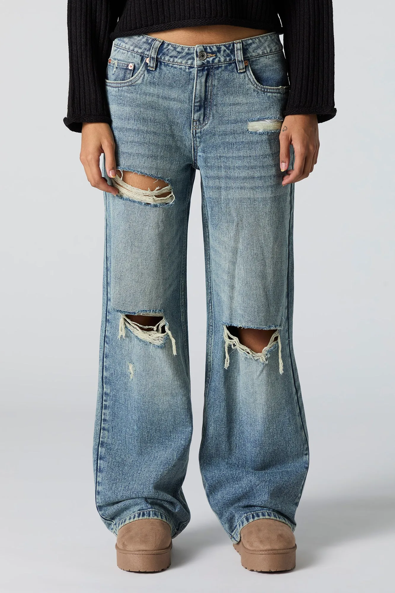 Low Rise Distressed Skater Jean sold by Urban Planet product image thumbnail 2