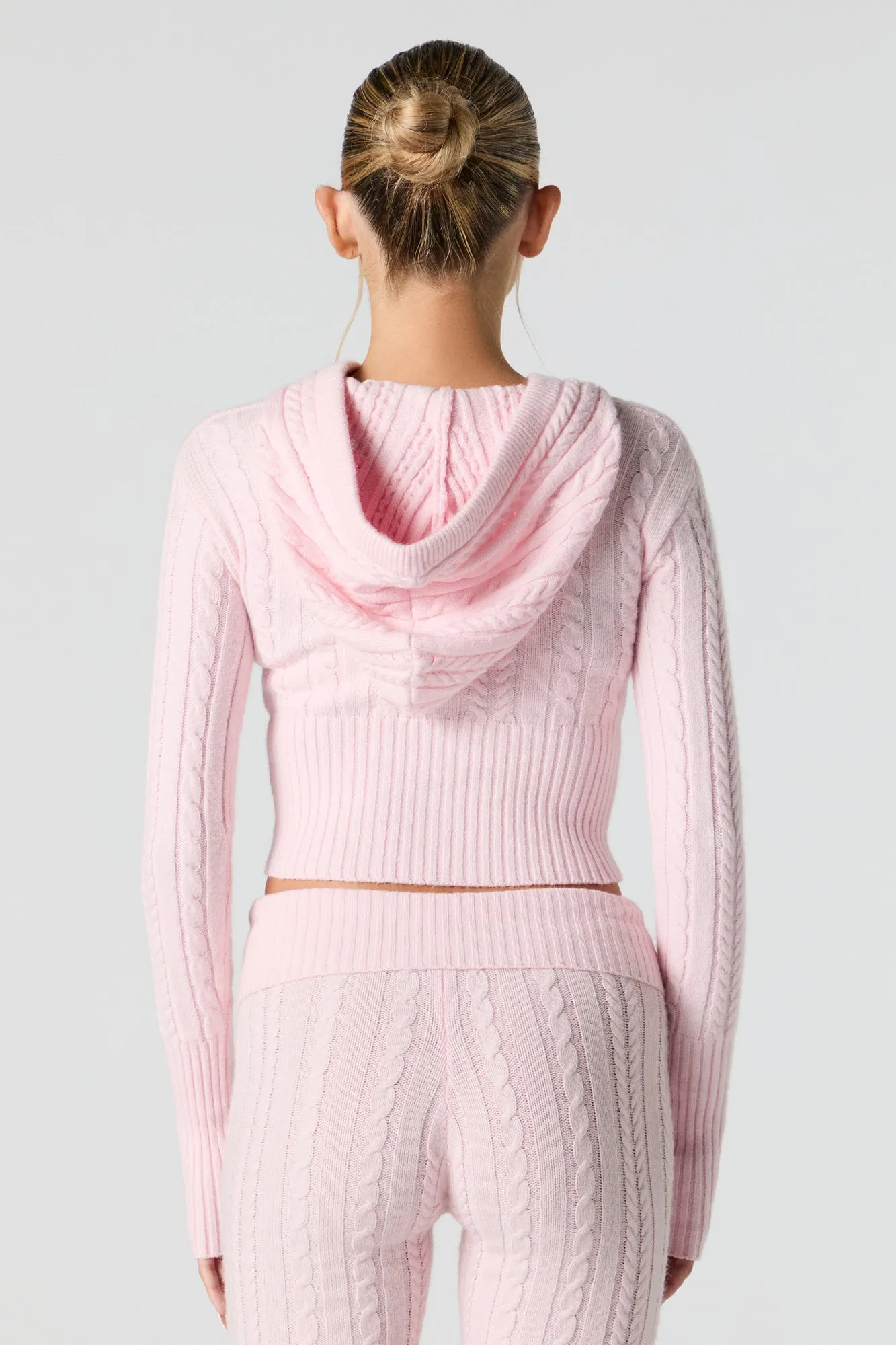 Cable Knit Zip-Up Hooded Sweater sold by Urban Planet product image thumbnail 2