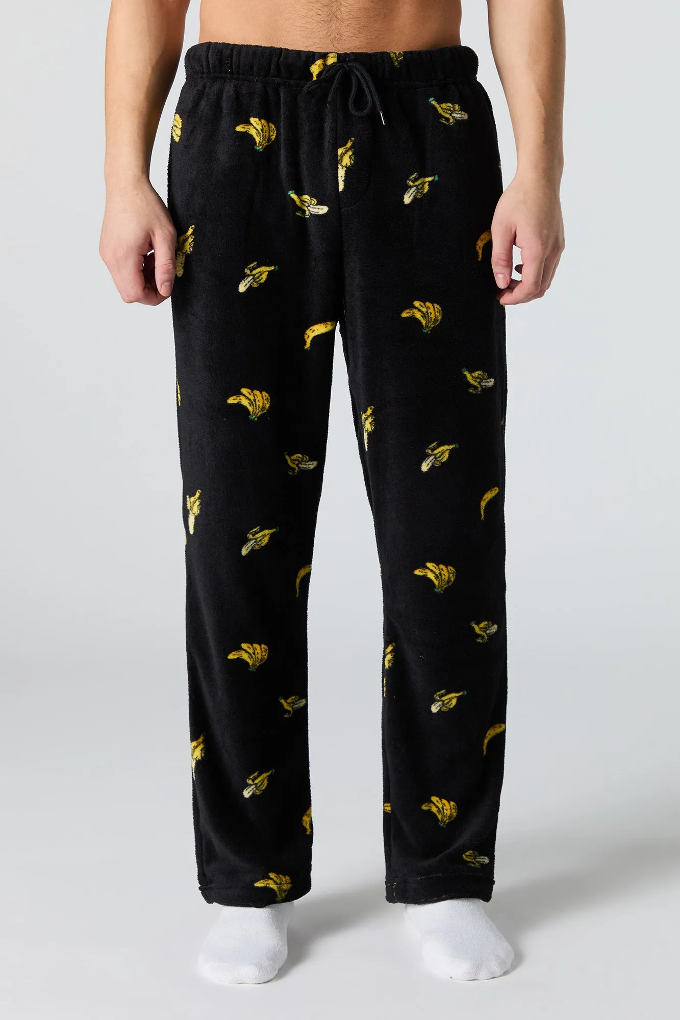 Banana Print Plush Pajama Pant sold by Urban Planet