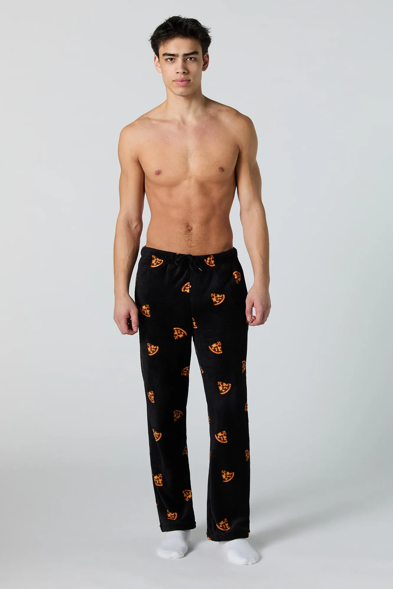 Pantalon de pyjama en peluche à imprimé Pizza sold by Urban Planet product image thumbnail 2