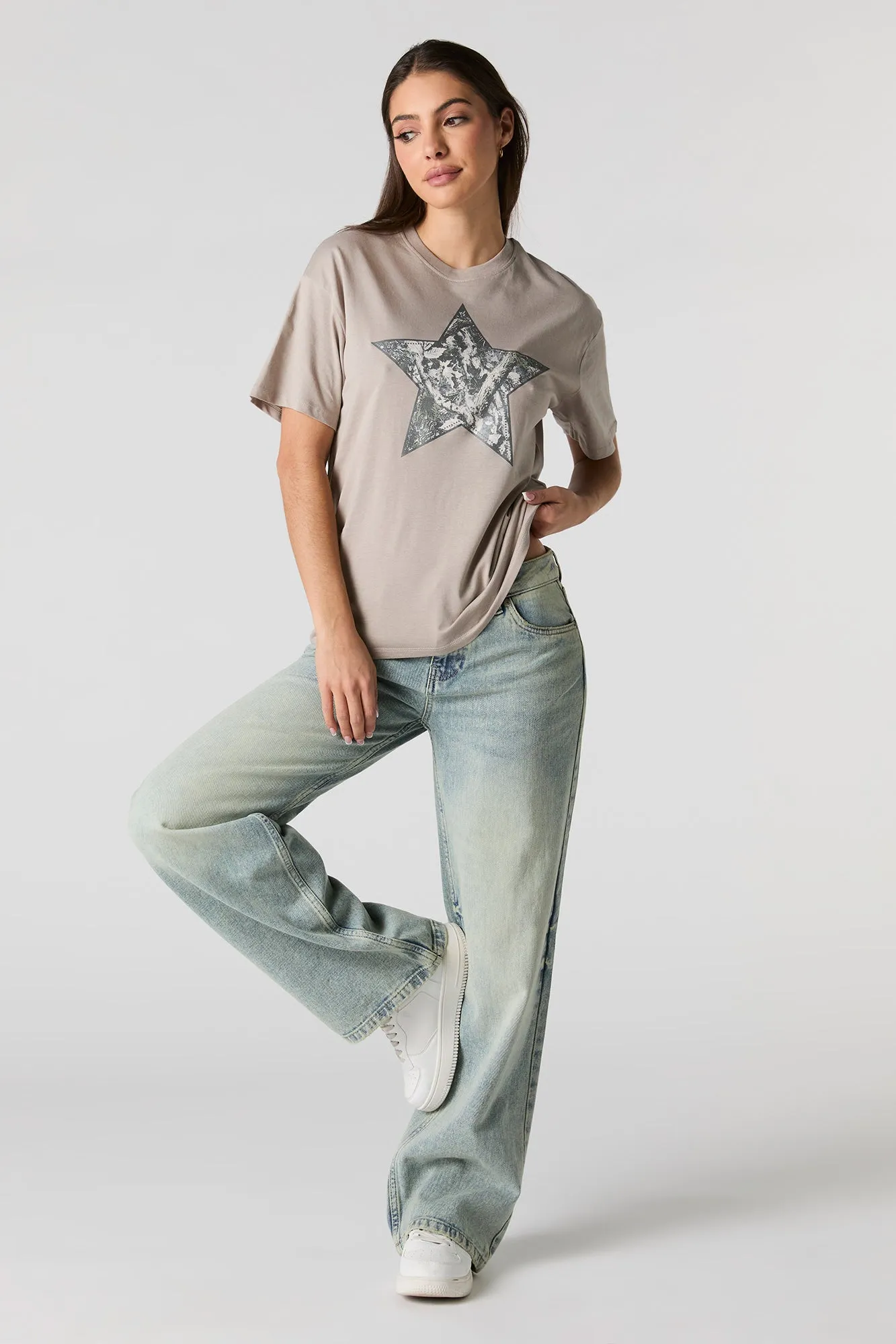 Camo Star Graphic Boyfriend T-Shirt sold by Urban Planet product image thumbnail 3