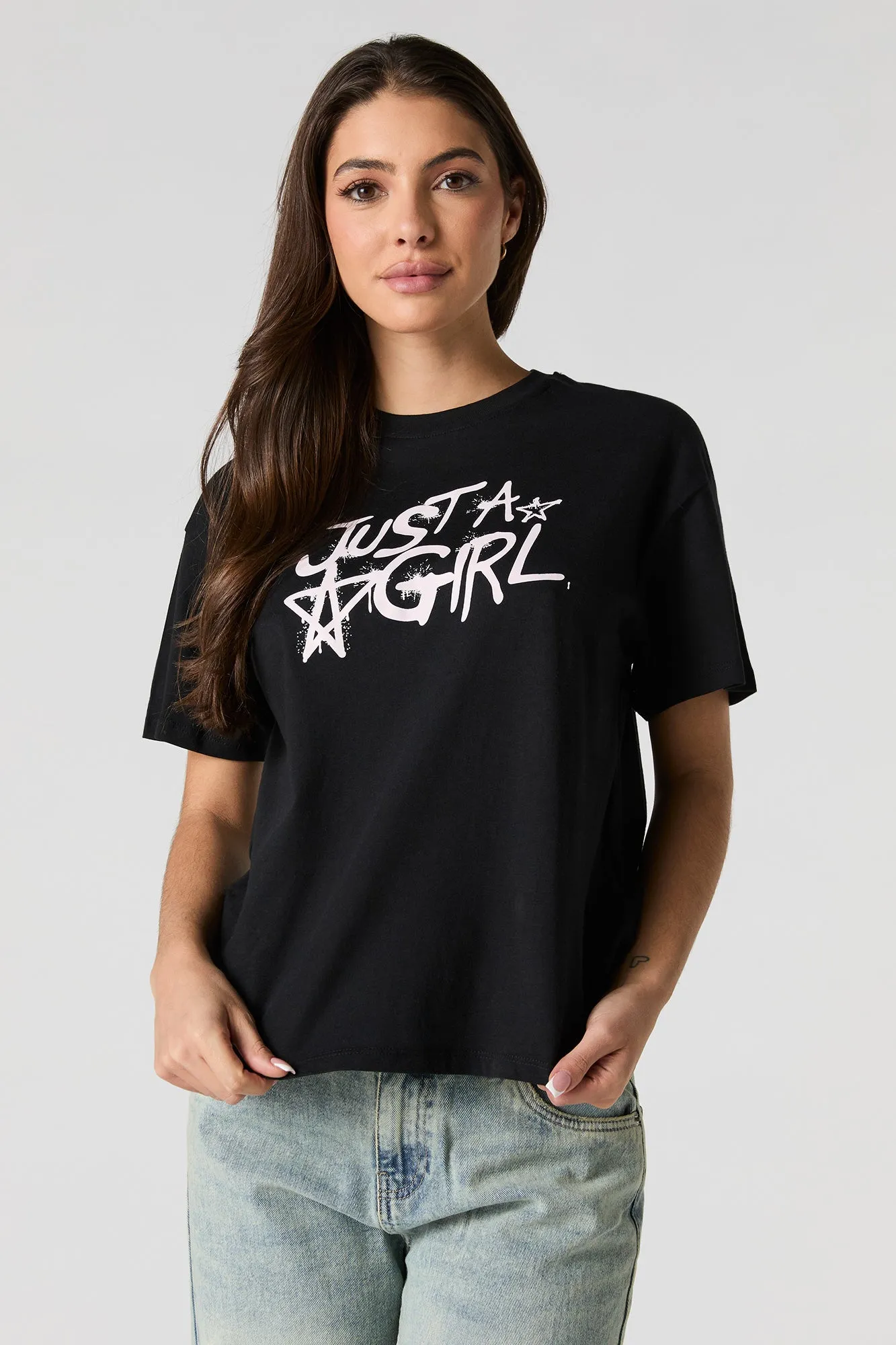 Just A Girl Graphic Boyfriend T-Shirt sold by Urban Planet