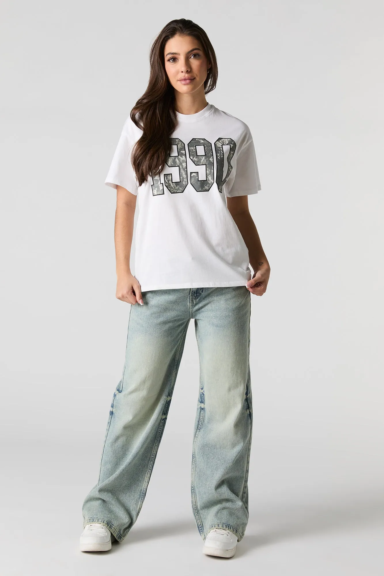 Camo 1990 Graphic Boyfriend T-Shirt sold by Urban Planet product image thumbnail 3